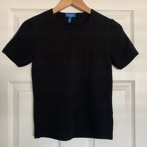 Escada Sport Wool & Leather Short Sleeve Sweater | Small | Black
